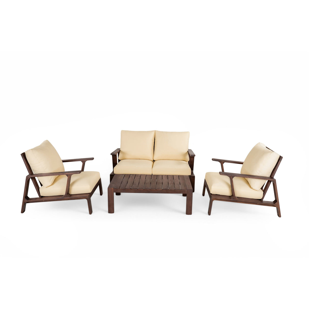 4 Piece Outdoor Sofa Set With Cushions And Coffee Table