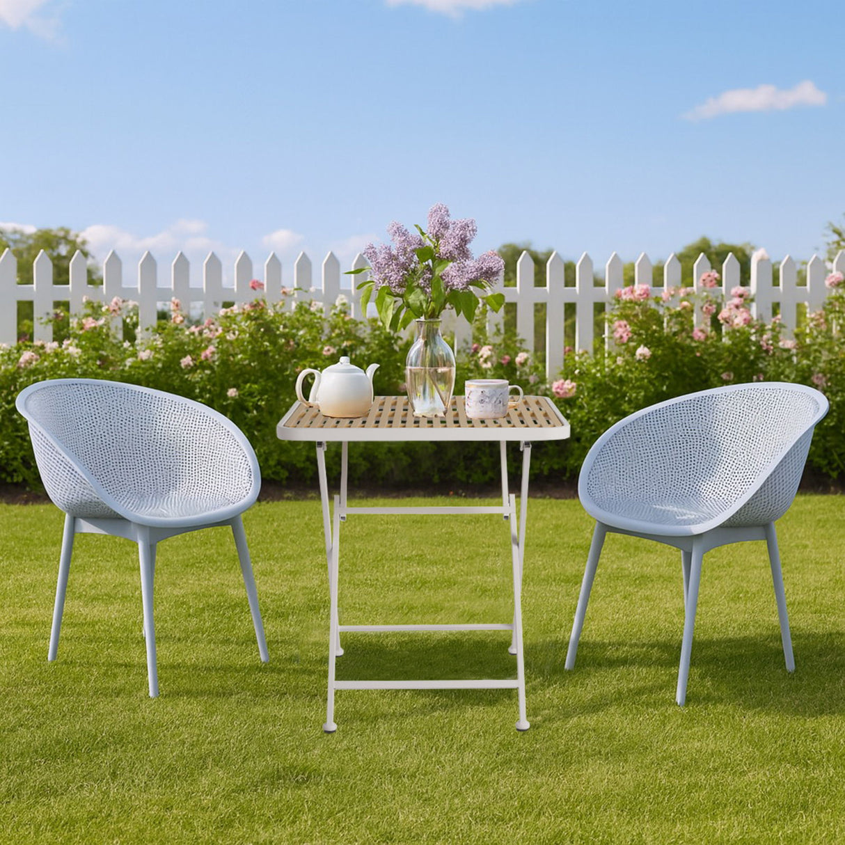 2 Pack Lounge Chair Set & Folding Square Table