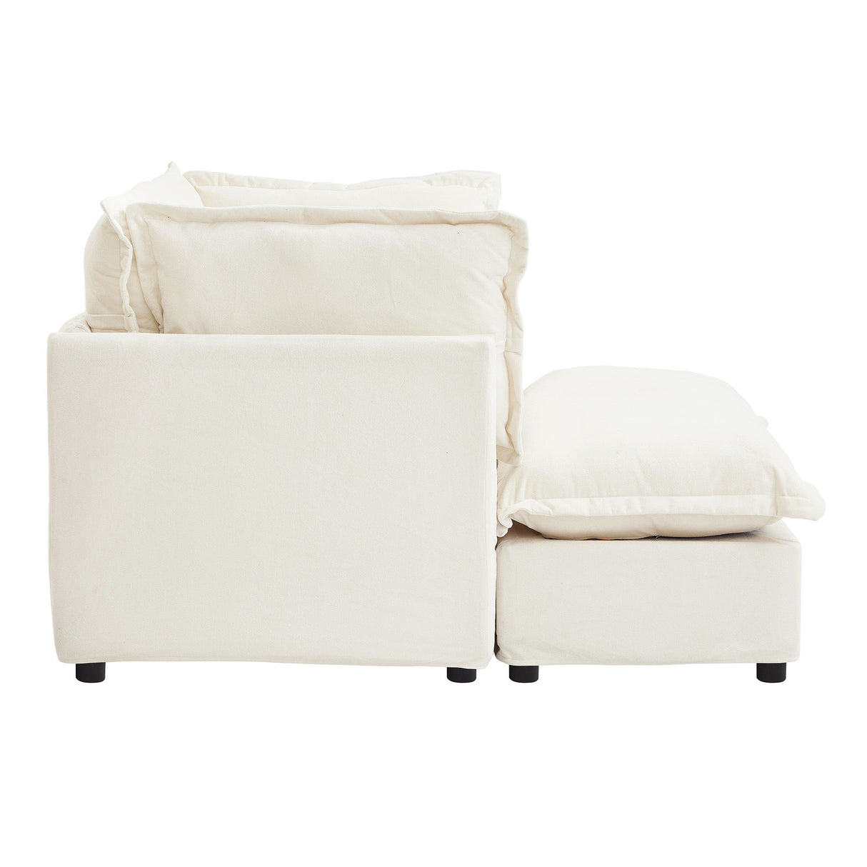 Modern Cozy Upholstered Armchair Sofa With Movable Ottoman