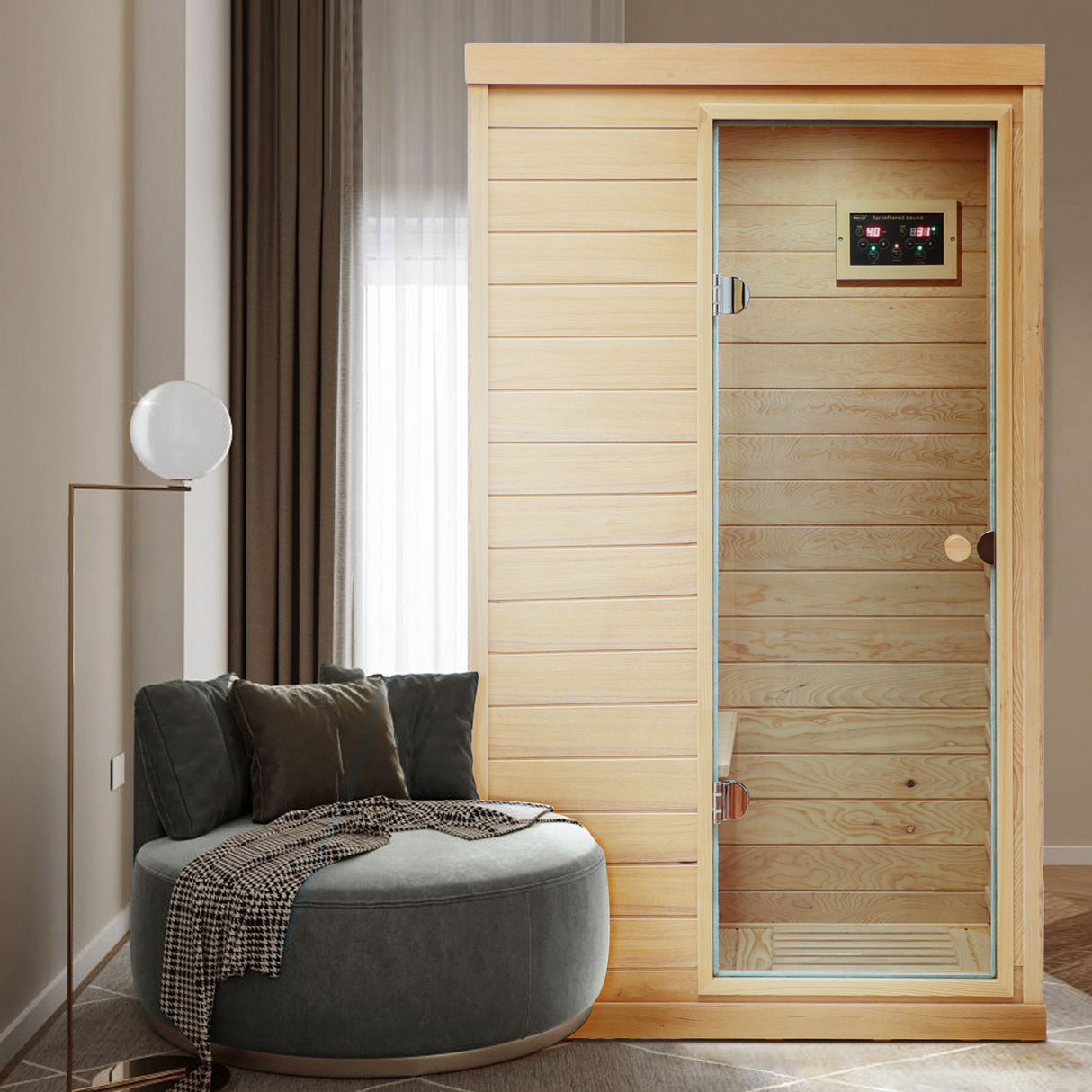 Hemlock Mini 1 Person Far Infrared Door Indoor Sauna Room