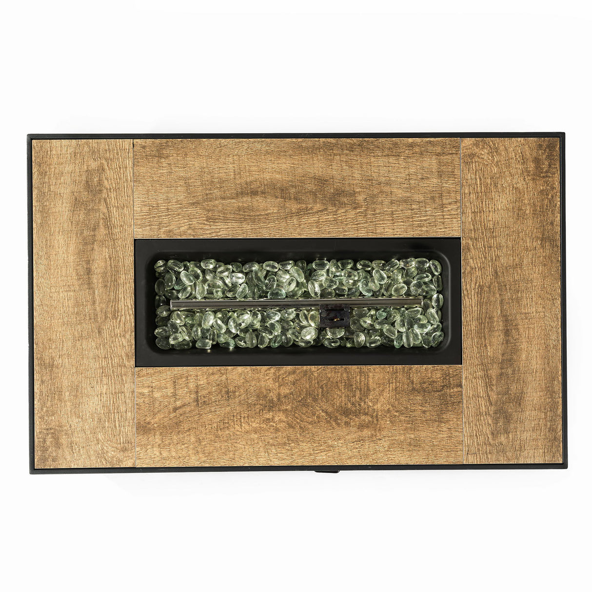 32" Propane Gas Fire Pit Table With Propane Tank Cover, 50000 Btu Rectangular Steel Fire Pit With Beautiful Wicker Base