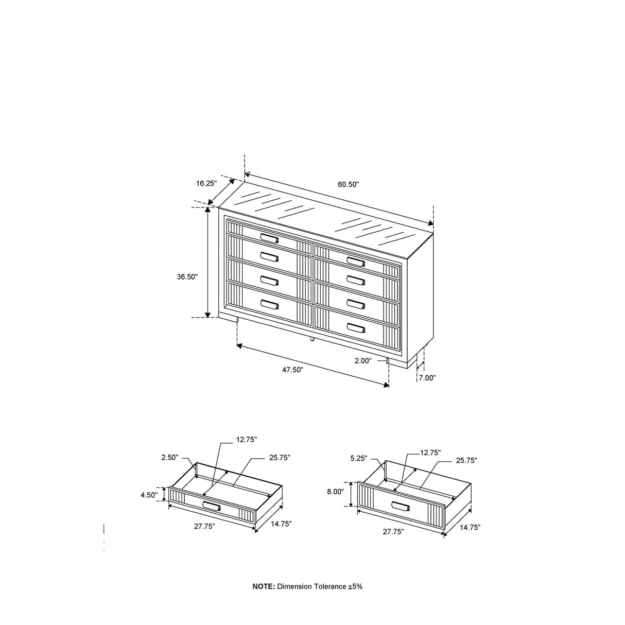 Isaiah - 5 Piece Bedroom Set With TV Lift-LED, Speakers And Fireplace