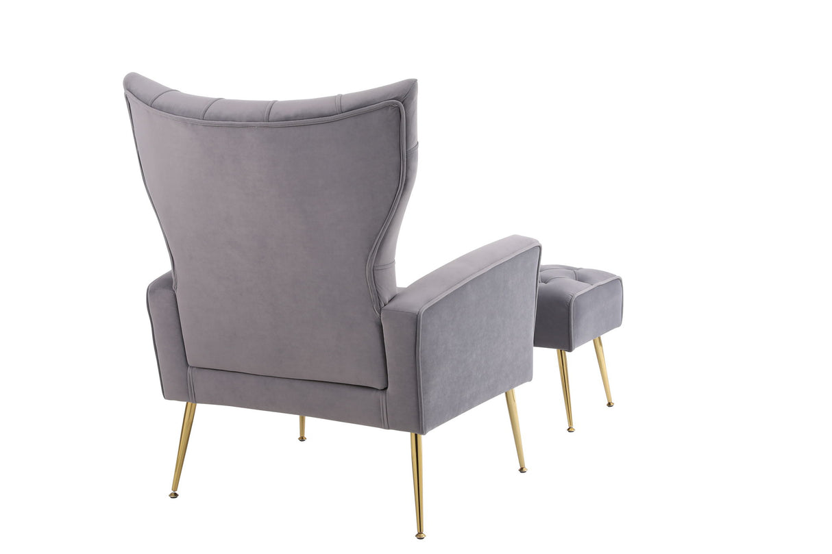 Modern Accent Chair With Ottoman, Comfy Armchair For Living Room