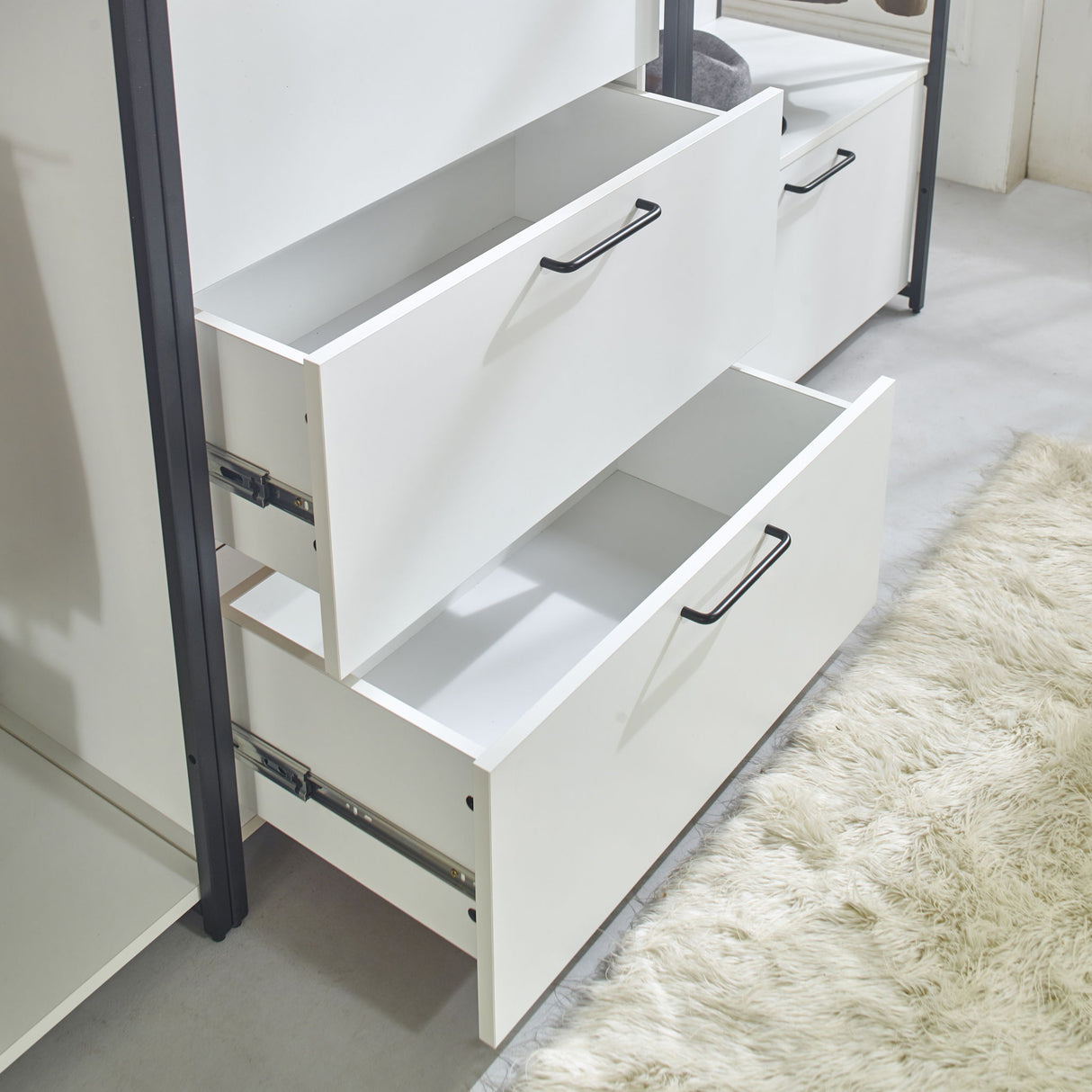 Fiona - Contemporary Wood And Metal Walk In Closet With Drawers