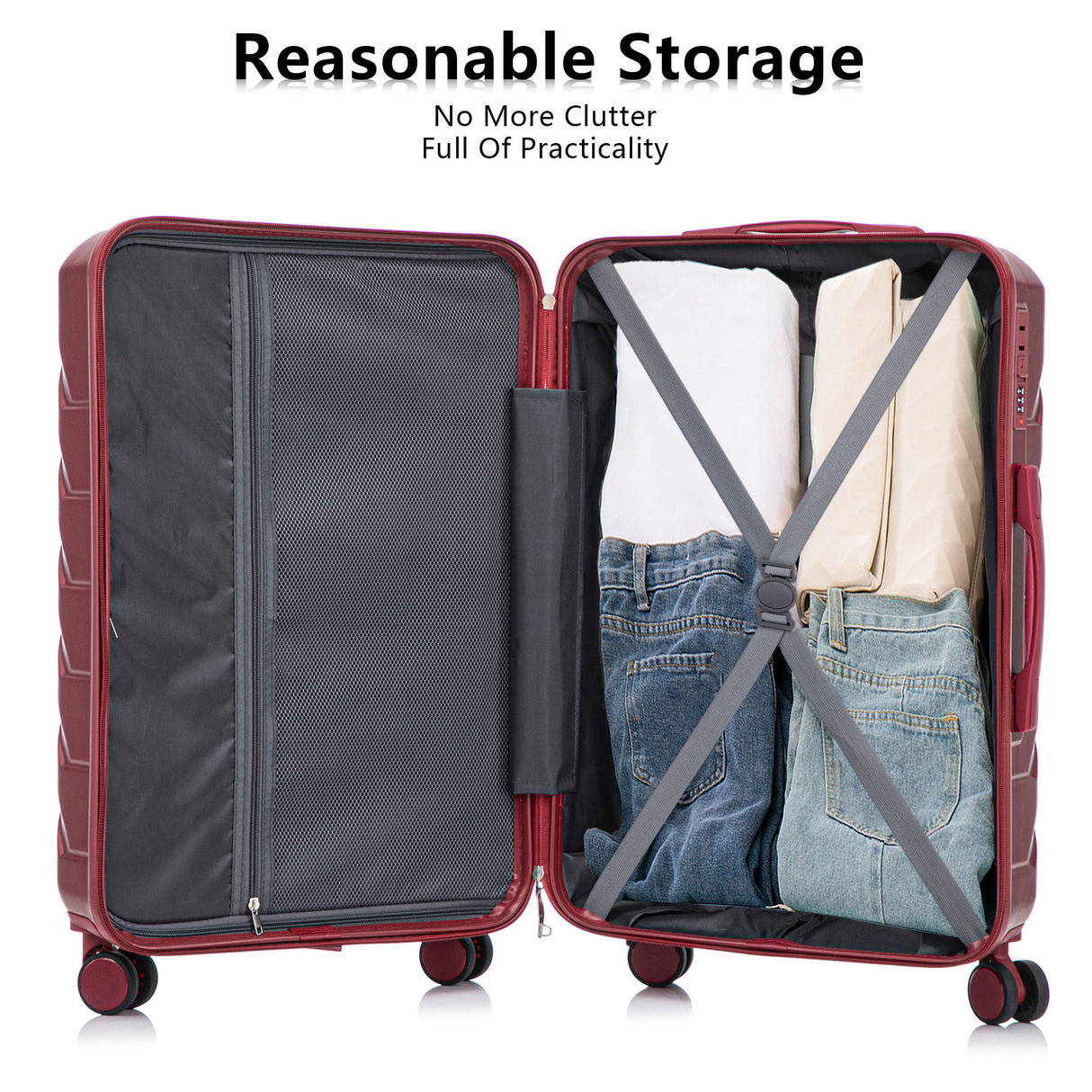 3 Pieces Set 20" / 24" / 28" Spinner Wheel Luggage With Combination Lock