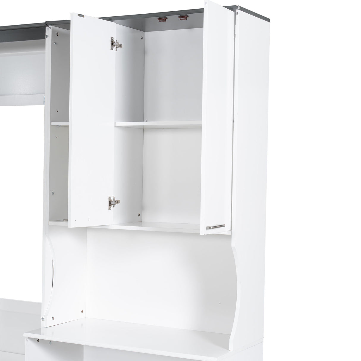 Multi Functional Murphy Bed With Sofa, Desk, And Storage Cabinet, Queen Size - White