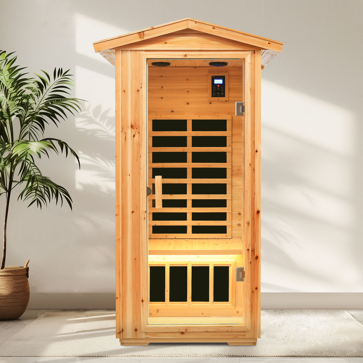 1 Person Far Infrared Old Fir Outdoor Sauna Room - Natural