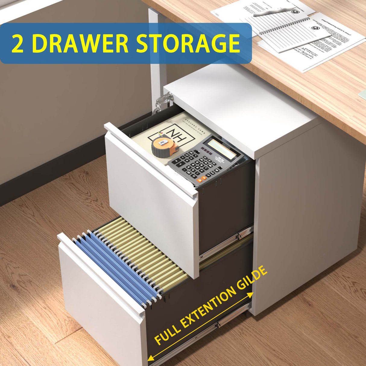 Metal Drawer Mobile File Cabinet With Lock For Home Office Organizer