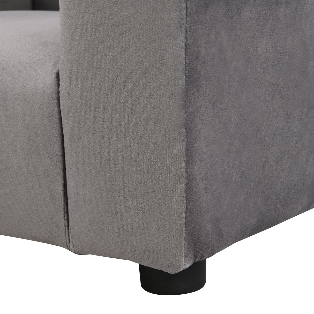 Kids Velvet Upholstered Chair With Ottoman For Comfortable Seating - Gray