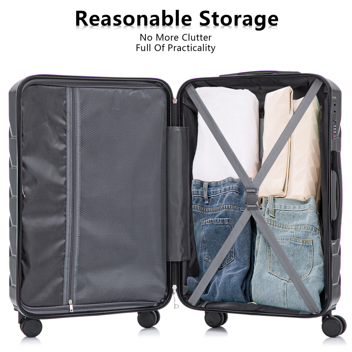 3 Pieces Set 20" / 24" / 28" Spinner Wheel Luggage With Combination Lock