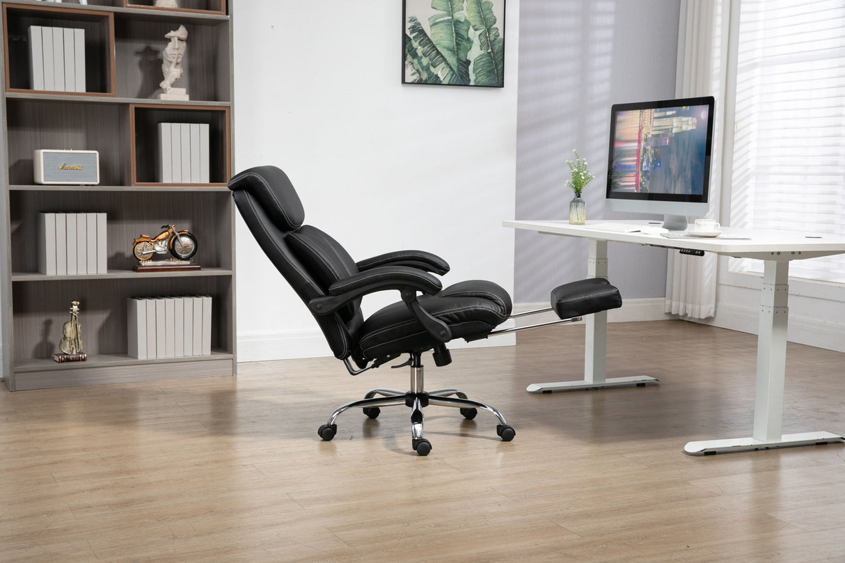 Big And Tall Office Chair, High Back Ergonomic Office Chair With Footrest, Executive Office Chair For Back Pain Relief - Black