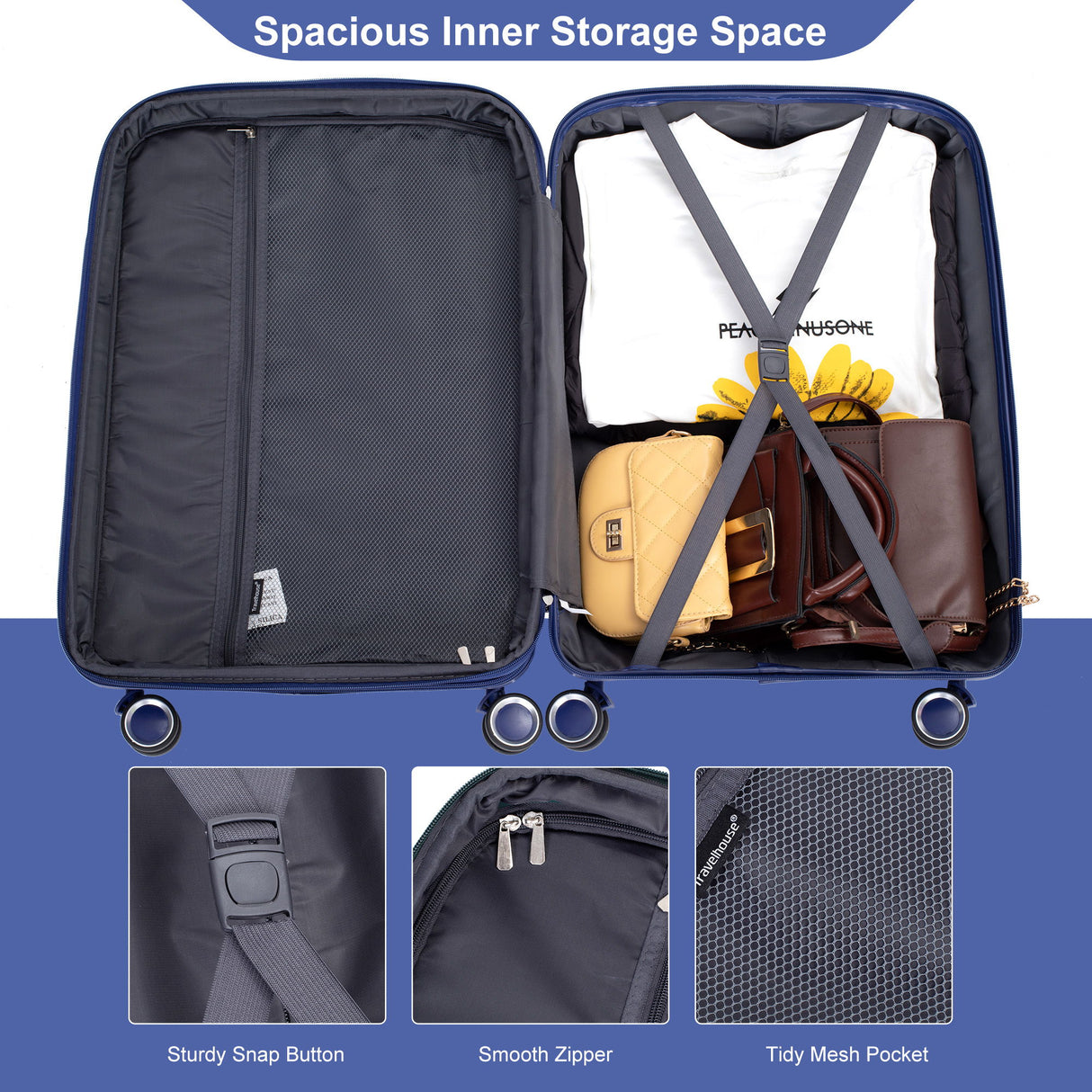 Expandable Hardshell Suitcase Double Spinner Wheels Luggage Sets