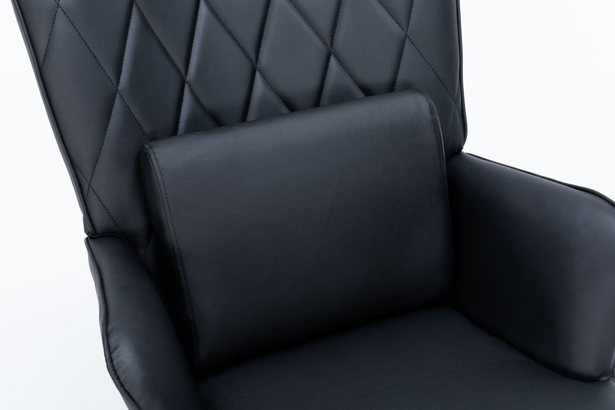 Rocking Accent Chair With Lumbar Pillow And Ottoman