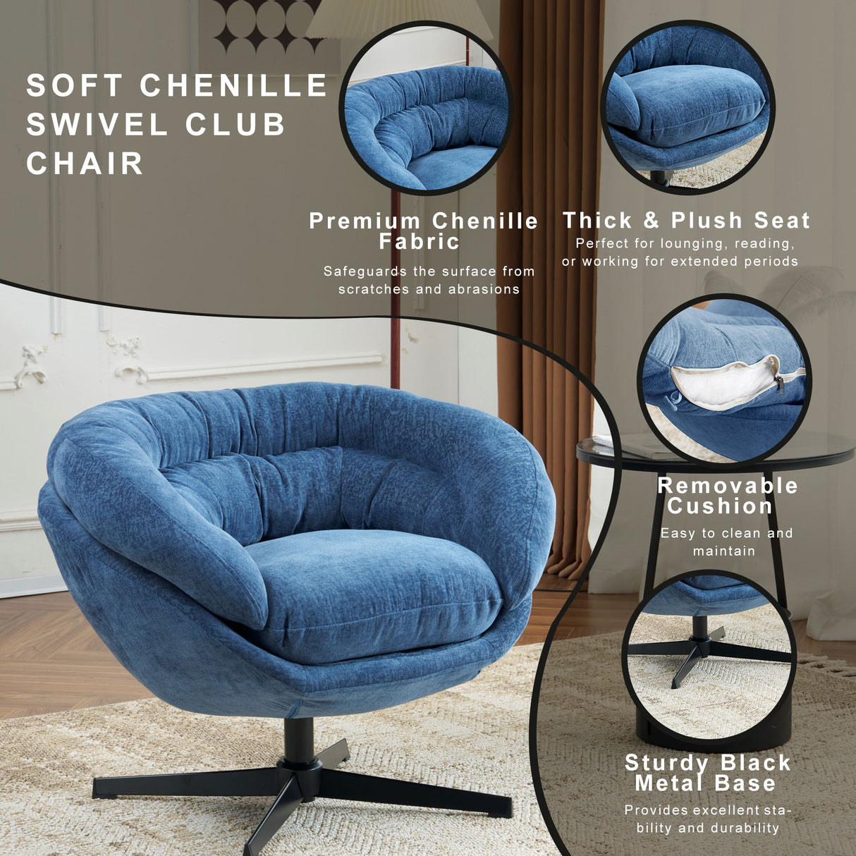 Modern Chenille Office Chair With 360 Degree Swivel