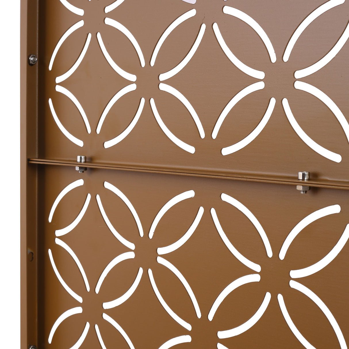 Freestanding Decorative Privacy Screen For Deck Balcony Patio, Metal Privacy - Brown