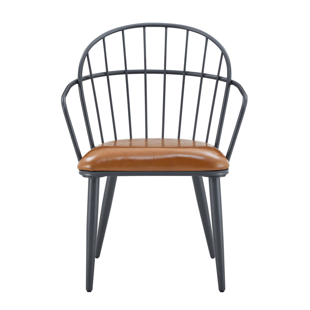 5 Piece Industrial Style Indoor Upholstered Dining Set With Metal Legs - Brown