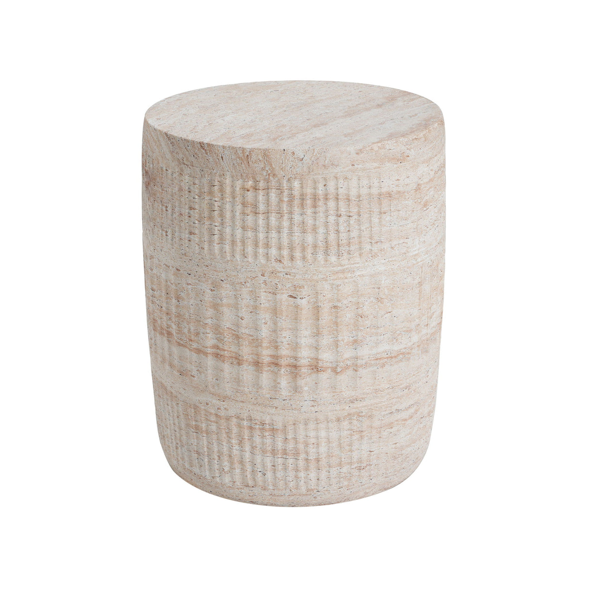 Stylish Outdoor / Indoor Lightweight Concrete Side Table With Travertine - Beige