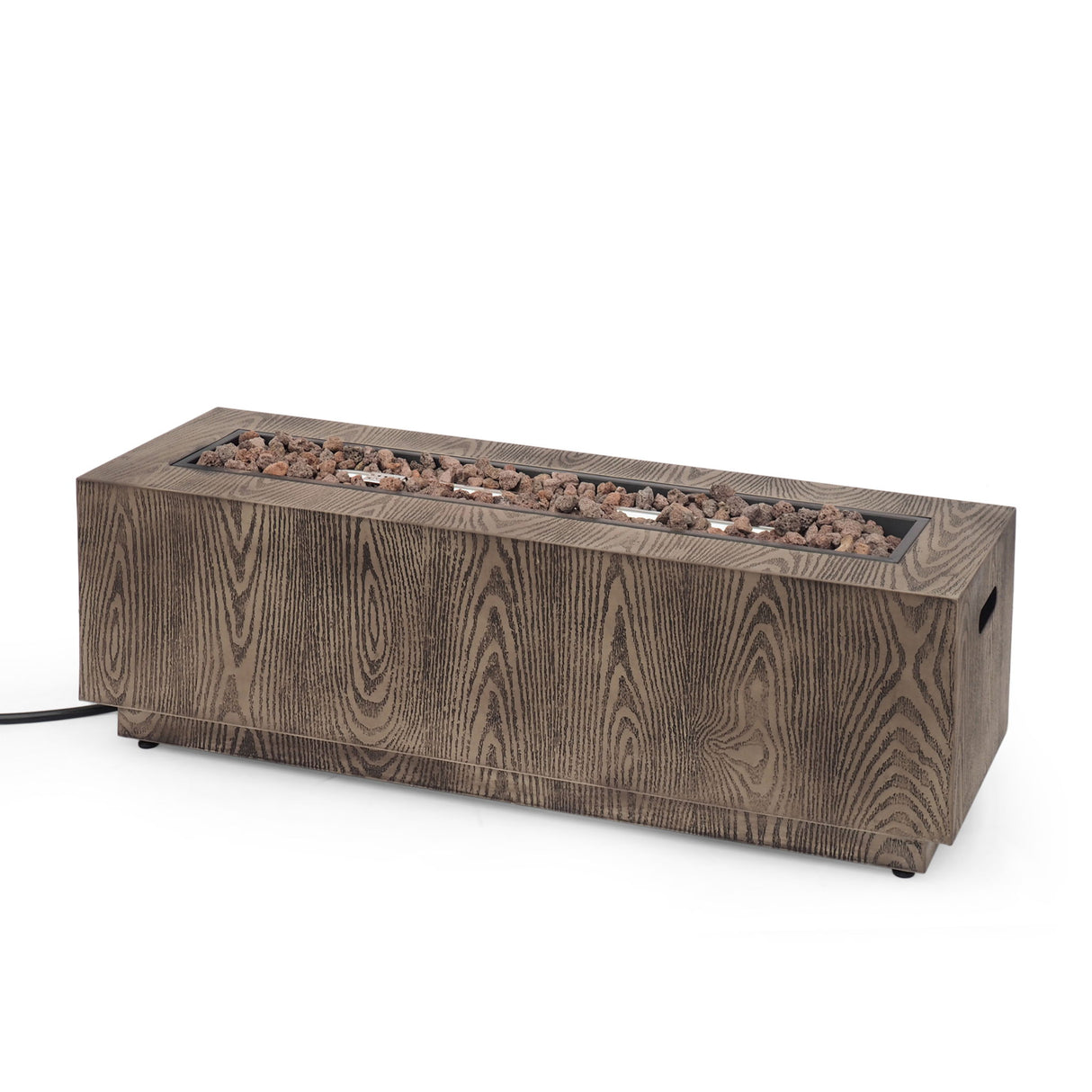 Wellington Square Iron Fire Pit With Wood Pattern Design And 50,000 Btu Output