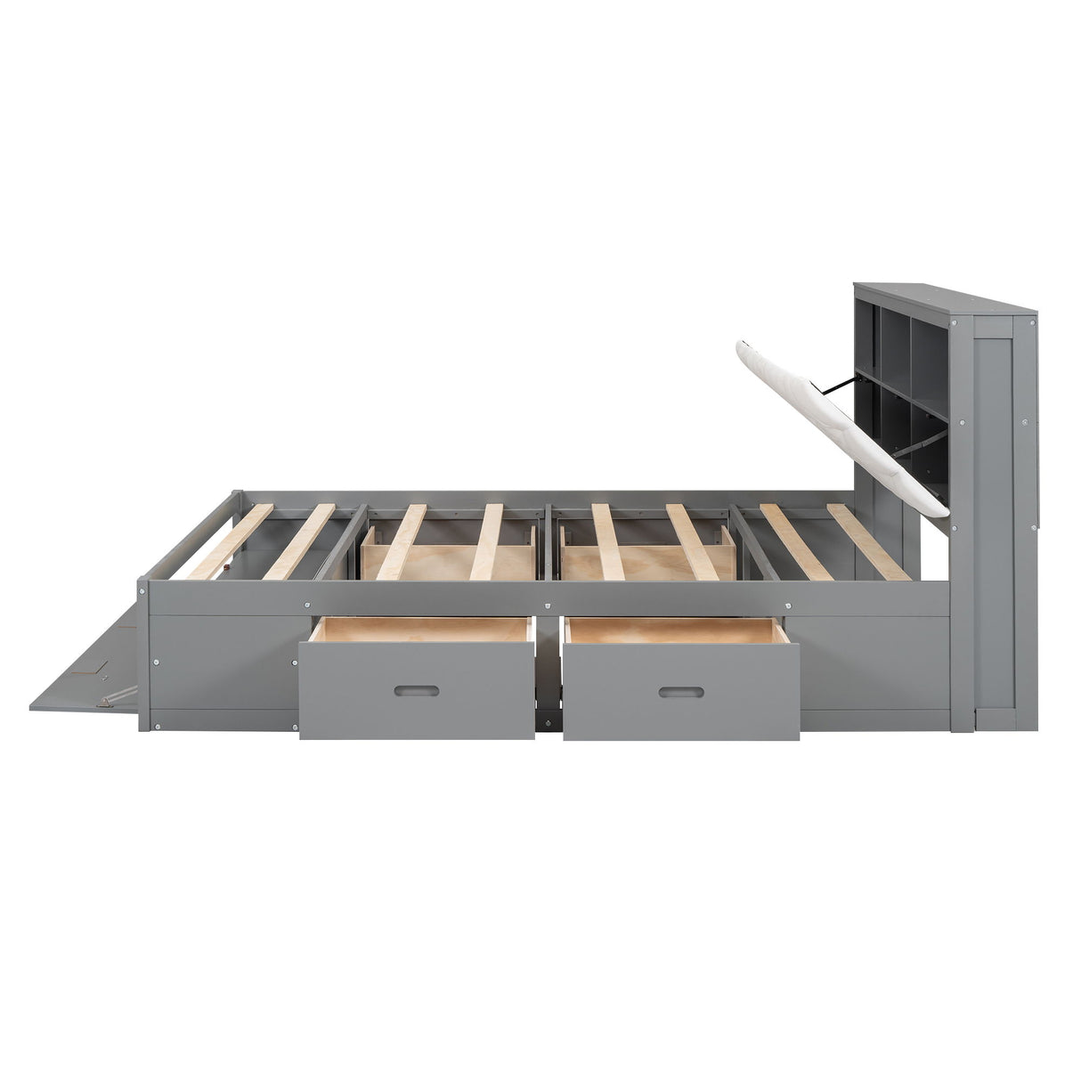 Platform Bed With Storage Headboard, Shoe Rack And 4 Drawers