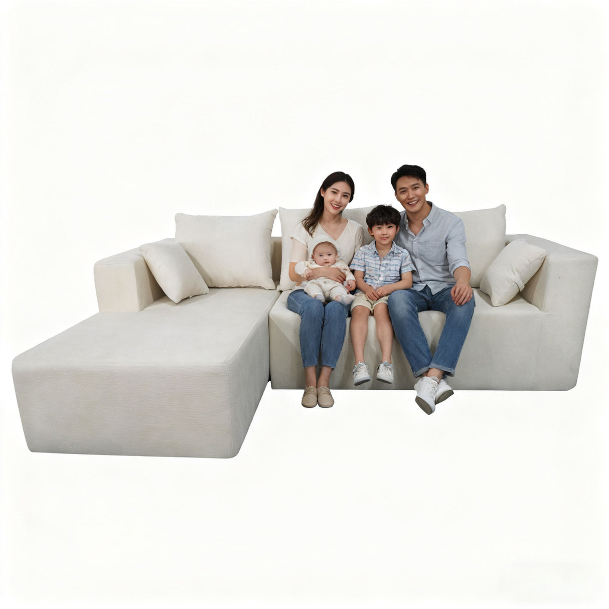 Modular Corner Sofa With Soft Linen Fabric