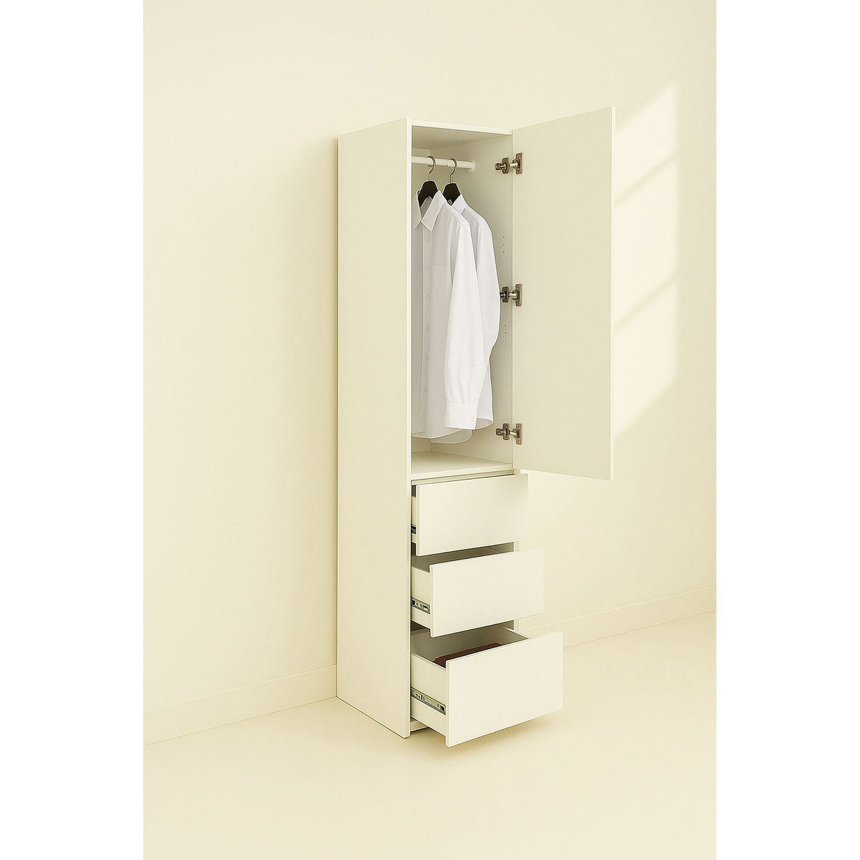 Elise - Modular Wood Closet System With Mirror In Versatile Storage Solution - White