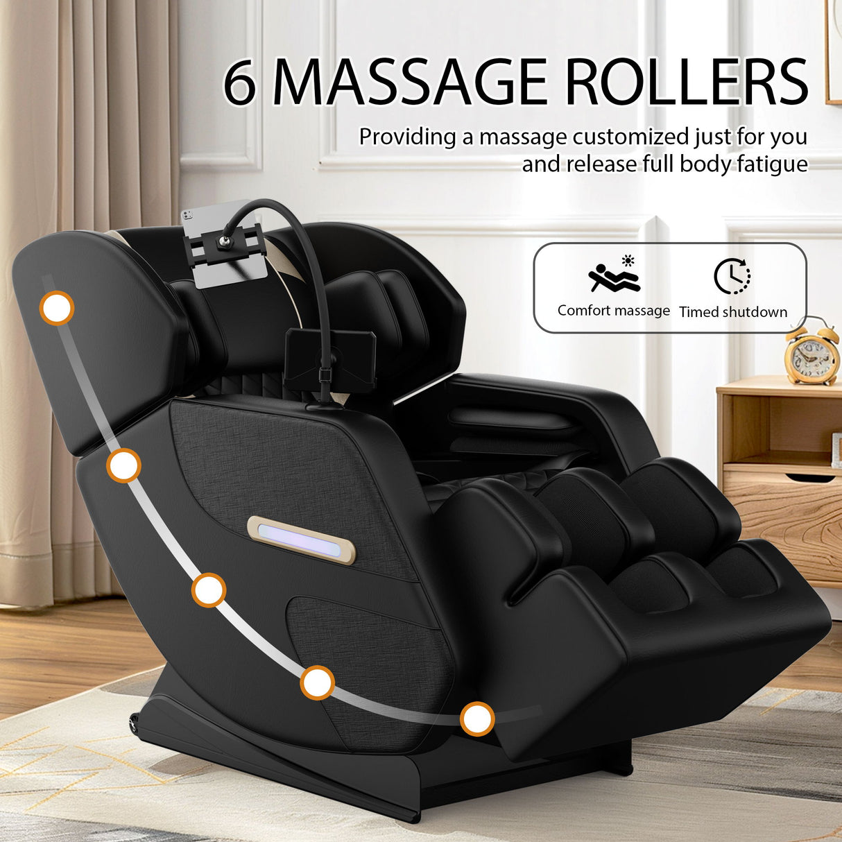 Massage Chair Recliner With Zero Gravity, Full Body Air Pressure - Black