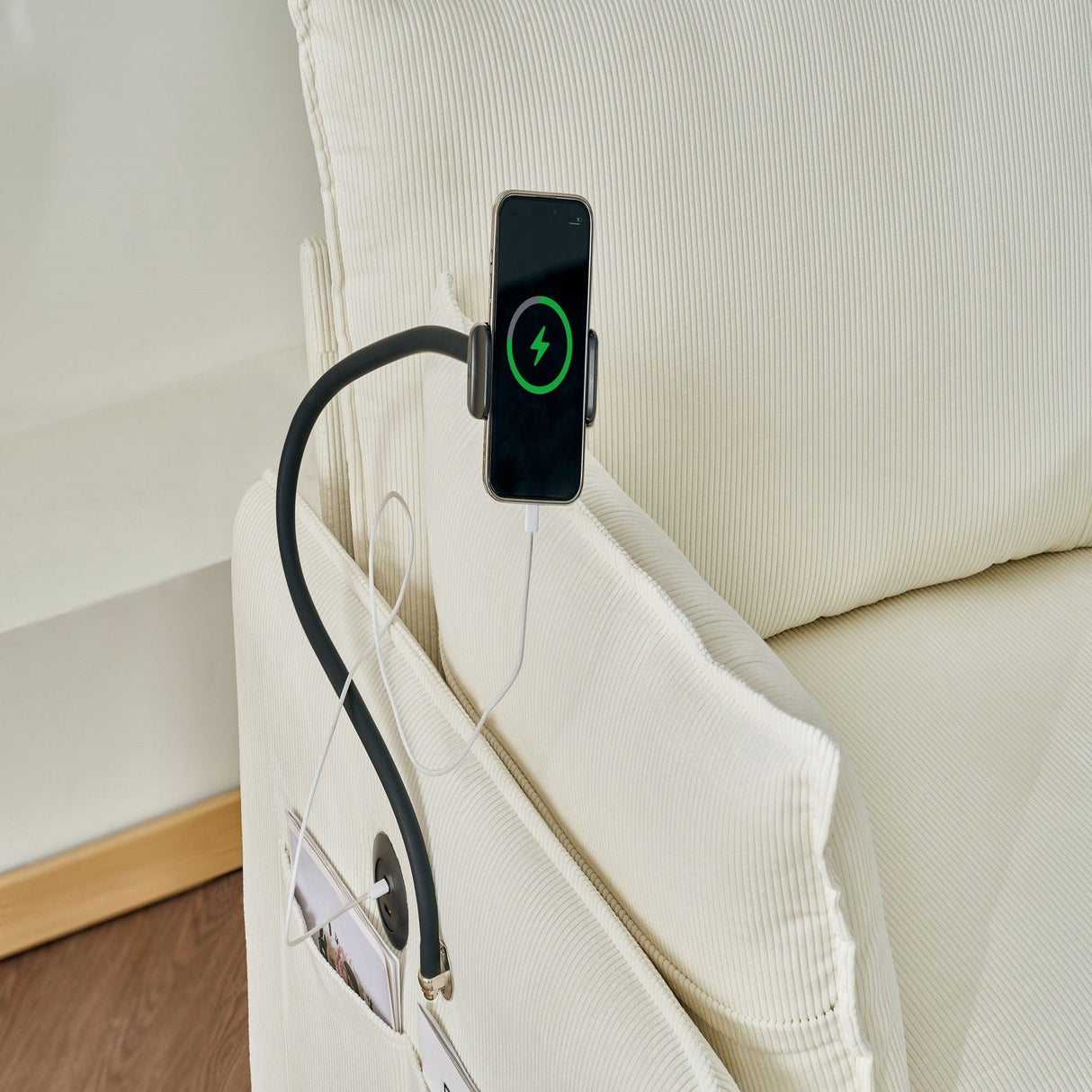 Comfy Corduroy Oversized Chaise Lounge Chair With Ottoman And Storage