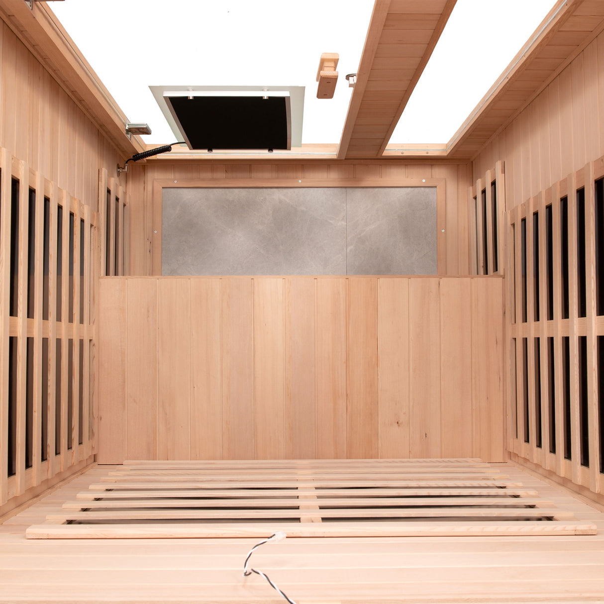 Low Emf Front Door With Heating Panel 1 People Hemlock Far Infrared Indoor Sauna Room - Natural