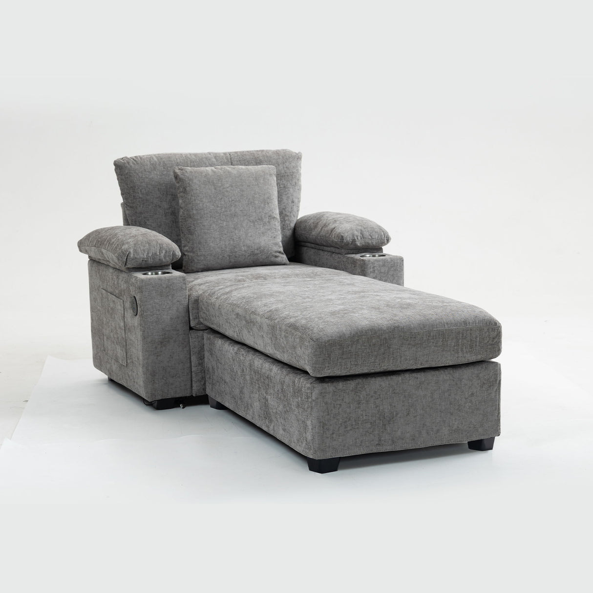 Modern Oversized Chair With Ottoman, Cupholders And USB Charging Ports
