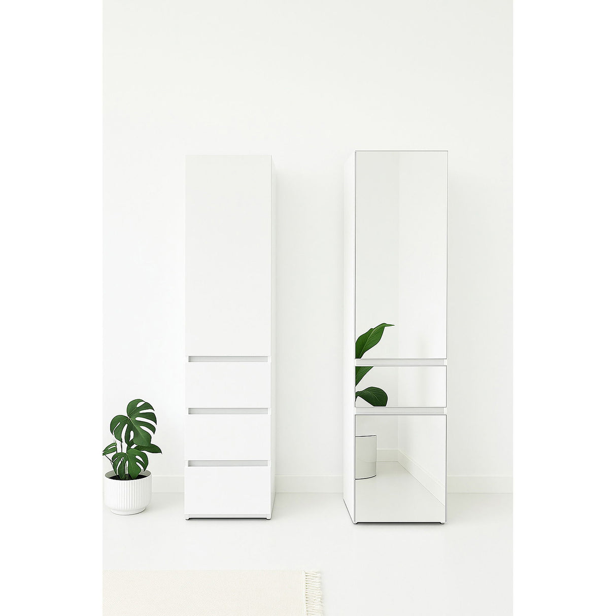 Elise - Modular Wood Closet System With Mirror In Versatile Storage Solution - White