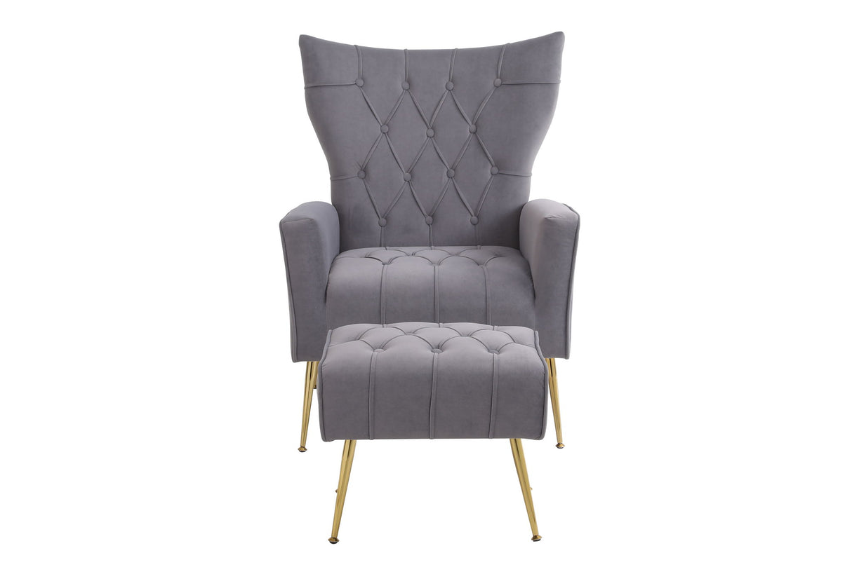 Modern Accent Chair With Ottoman, Comfy Armchair For Living Room