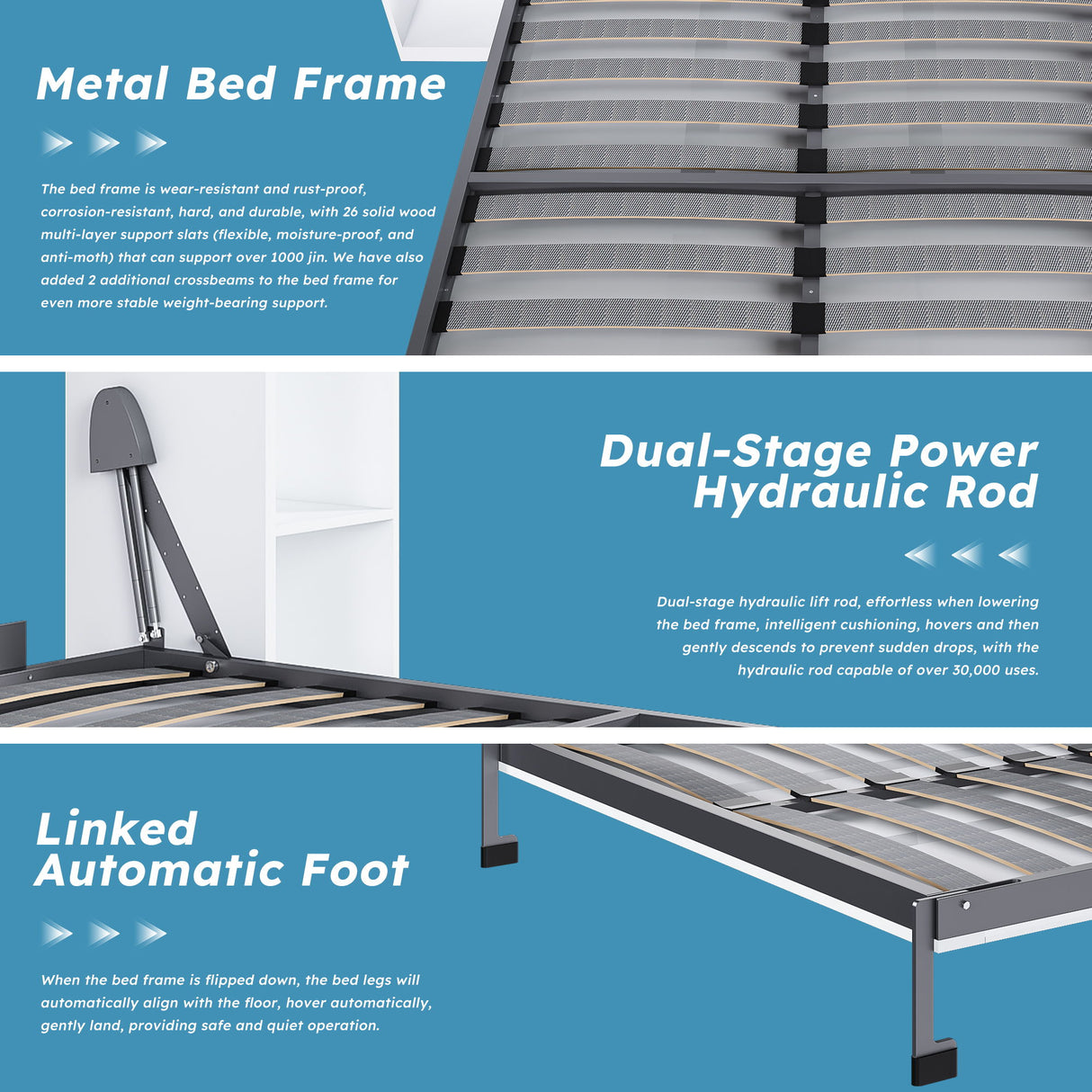 Queen Murphy Bed With Storage Cabinet - White