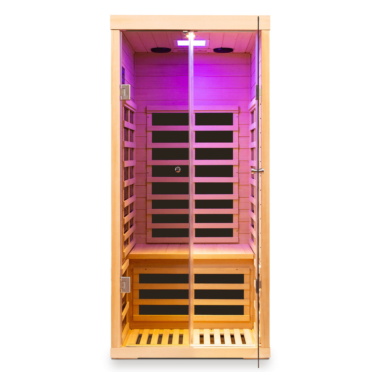 Low EMF, Wide Space Hemlock Double Doors Great Glass Luxury Indoor Far Infrared Sauna Room