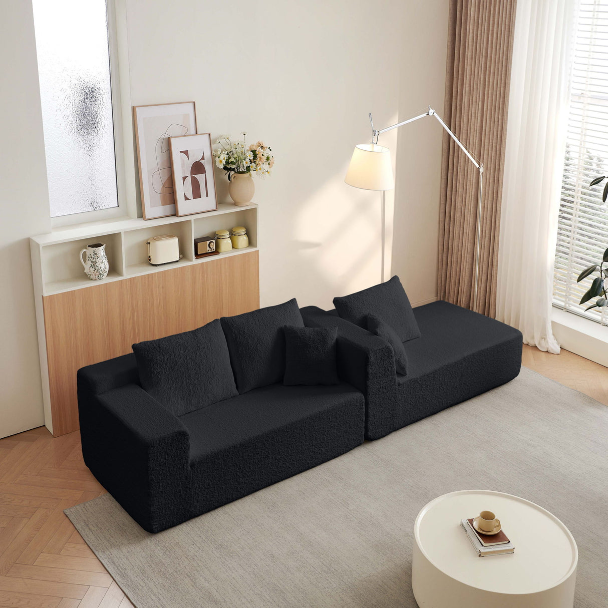 Modular Cloud Sectional Couch With L Shape Chaise, Deep Seat