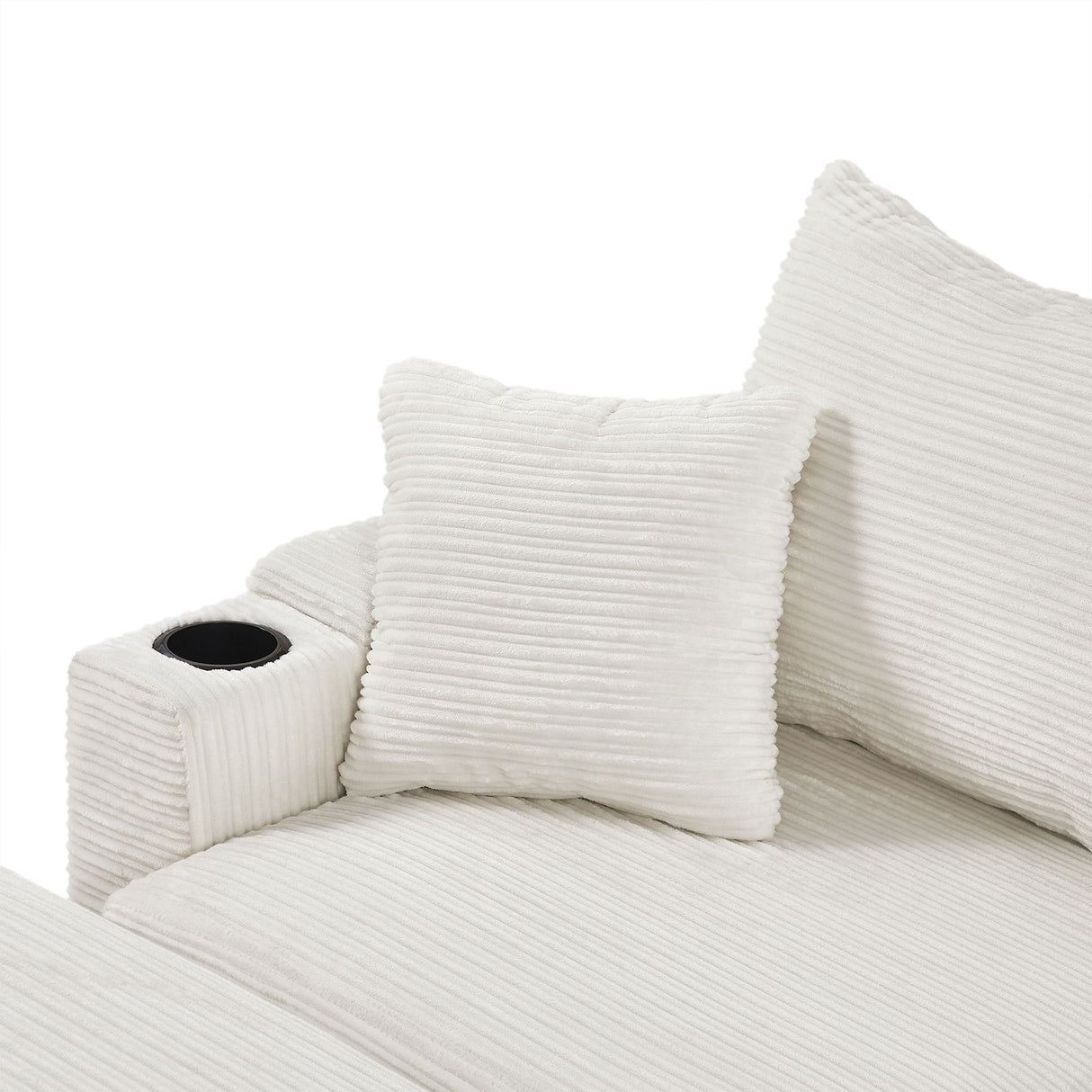 Single Sofa Couch With Storage Space, Movable Ottoman, USB Ports, Cup Holders, Phone Holder