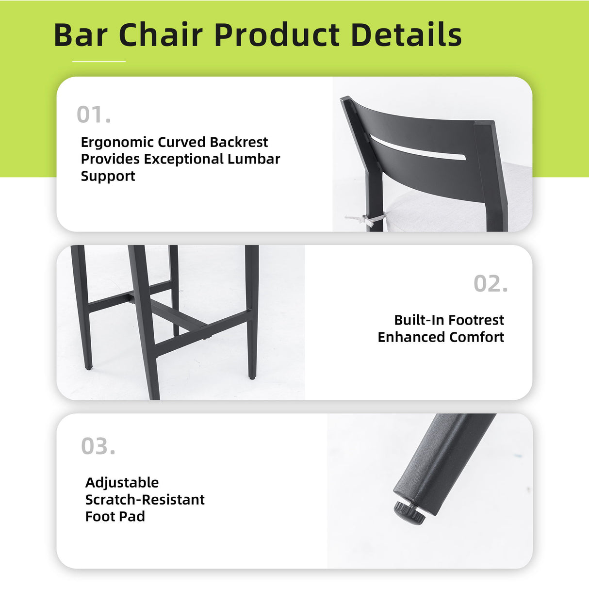 Modern Outdoor Bar Stools With Backrest And Footrest (Set of 2)