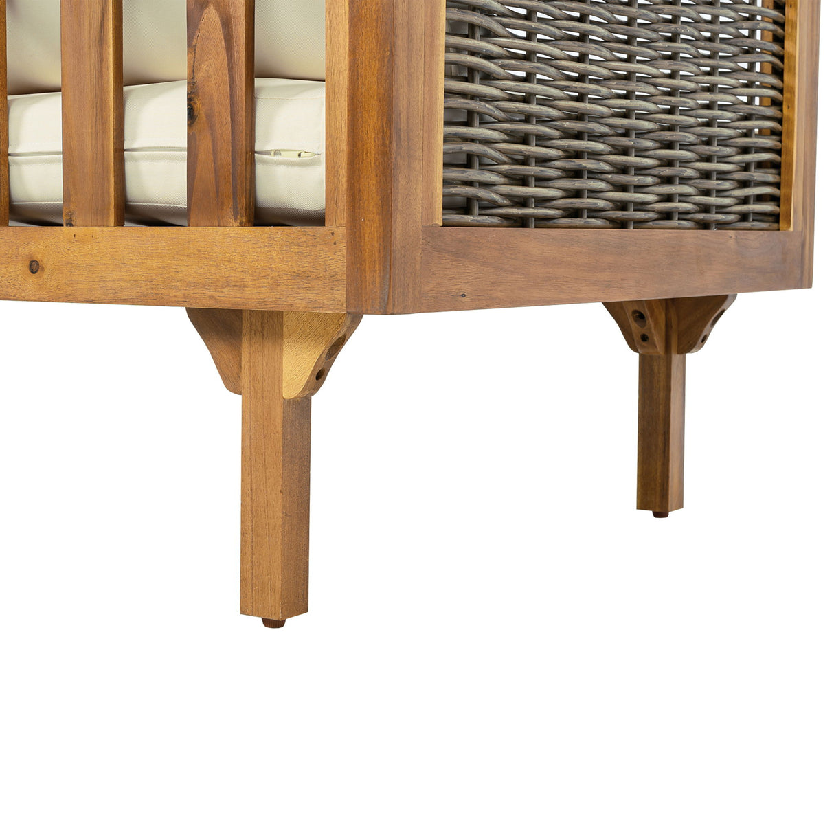 Premium Outdoor Sofa Set With Waterproof Cushions Sectional Seating Group With Acacia Wood And Wicker - Brown Mix / Beige