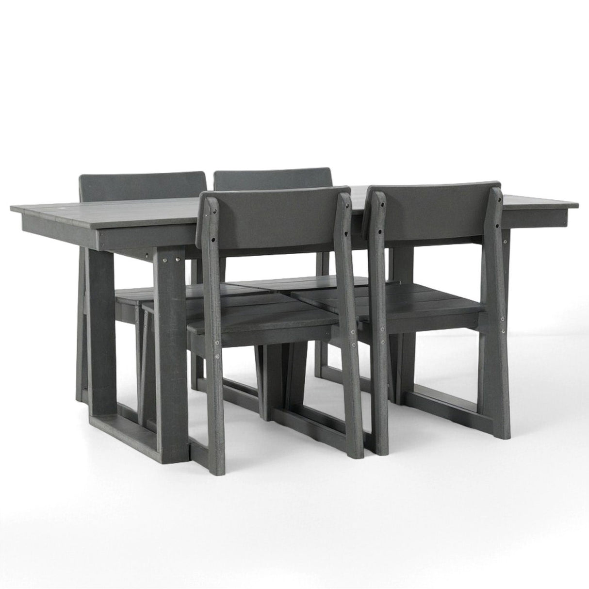 5 Piece Outdoor Dining Set, Table With Umbrella Hole And 4 Armrest Chairs