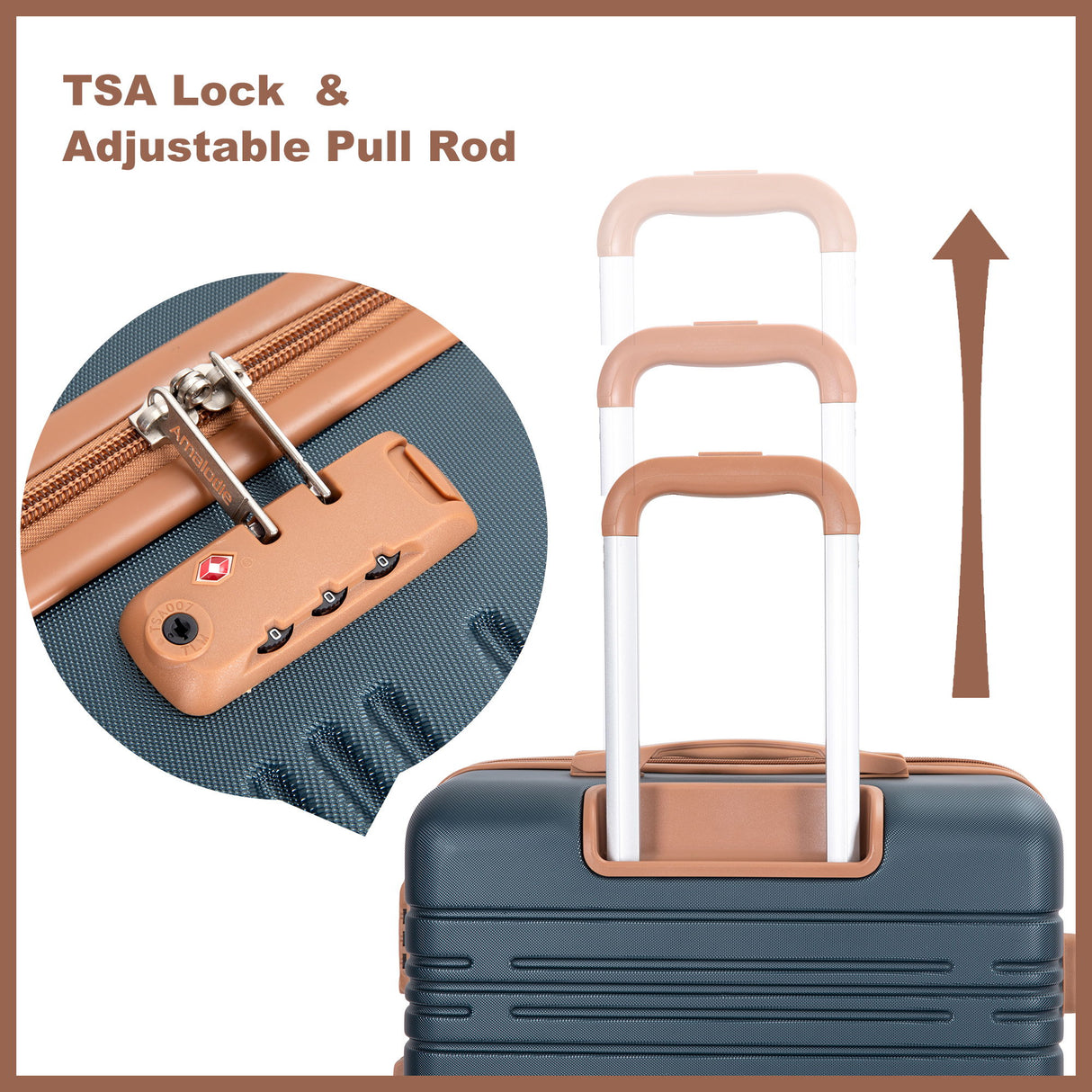 5 Piece Set Hard Case Spinner Wheels Luggage Sets With Tsa Lock