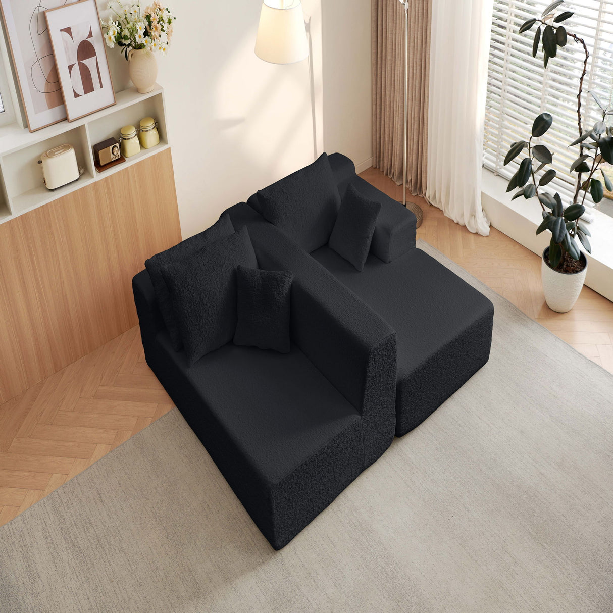 Modular Cloud Sectional Couch With L Shape Chaise, Deep Seat