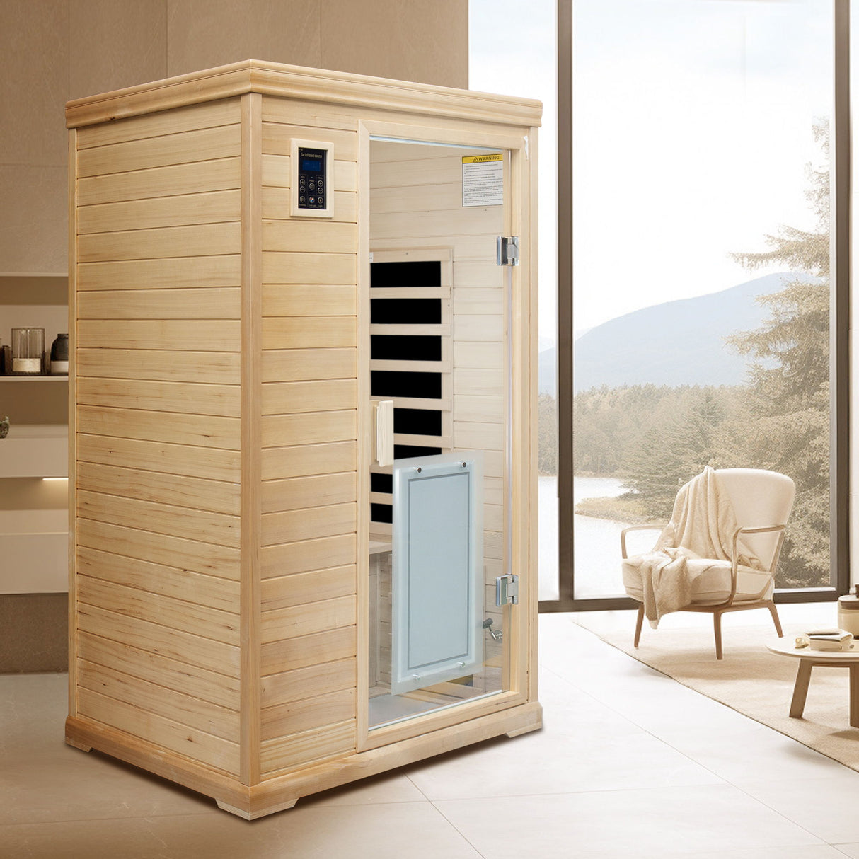 2 Person Far Infrared Hemlock Indoor Sauna Room - Natural