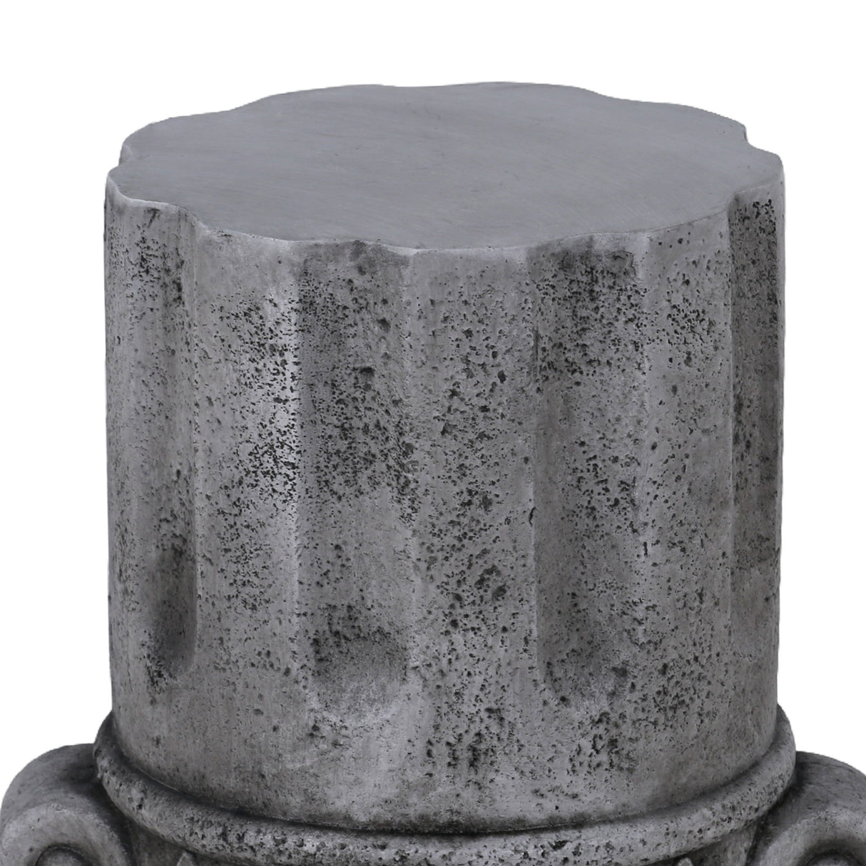 Outdoor End Table, Round Side Table For Patio And Garden - Antique Gray