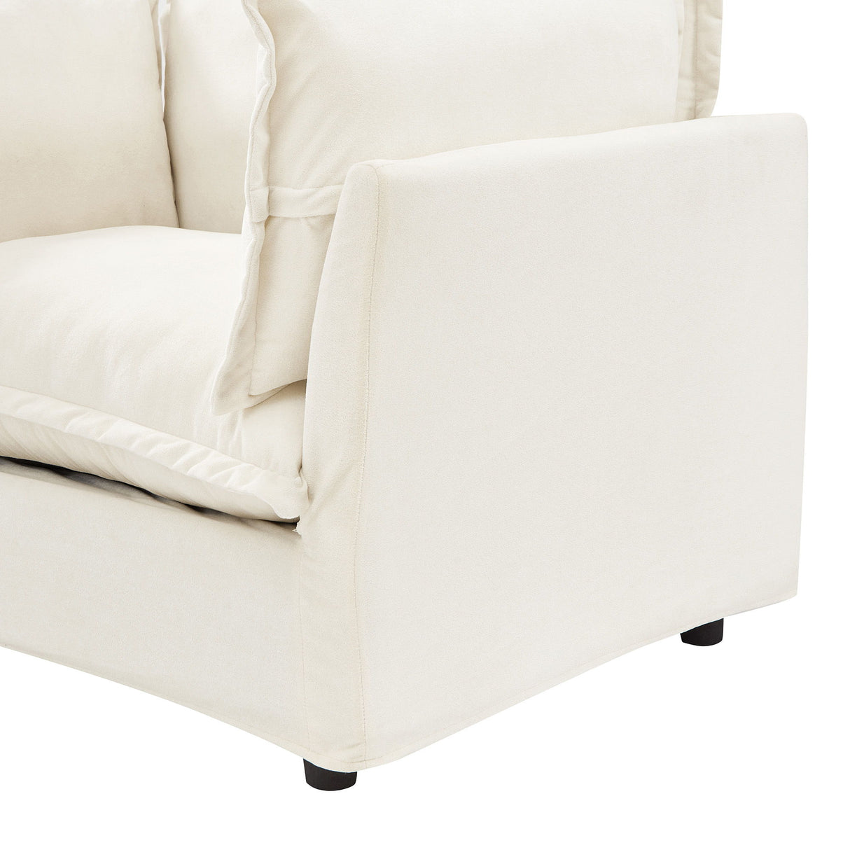 Modern Cozy Upholstered Armchair Sofa With Movable Ottoman