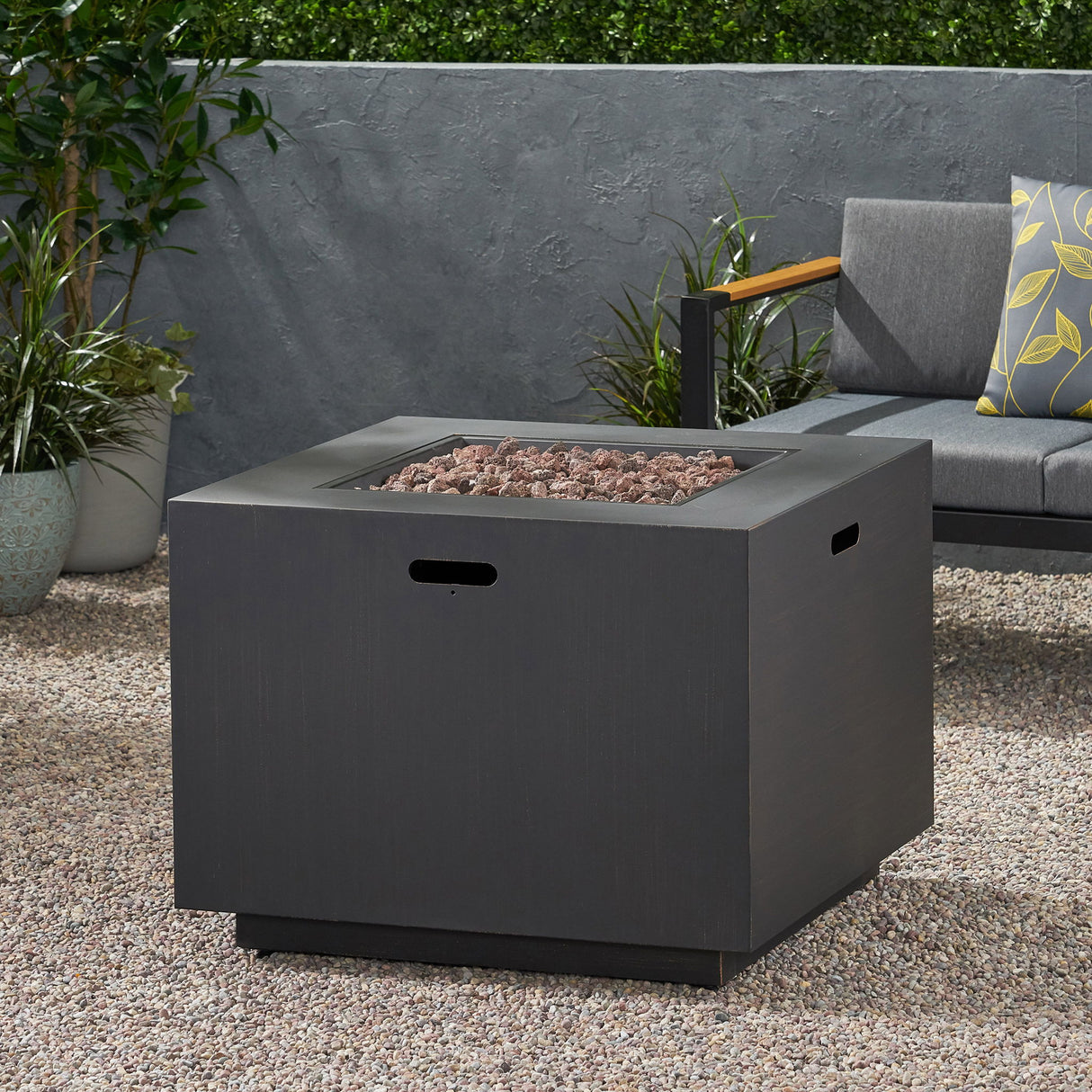 Outdoor Patio Gas Burning Fire Pit Table 50,000 Btu, Square