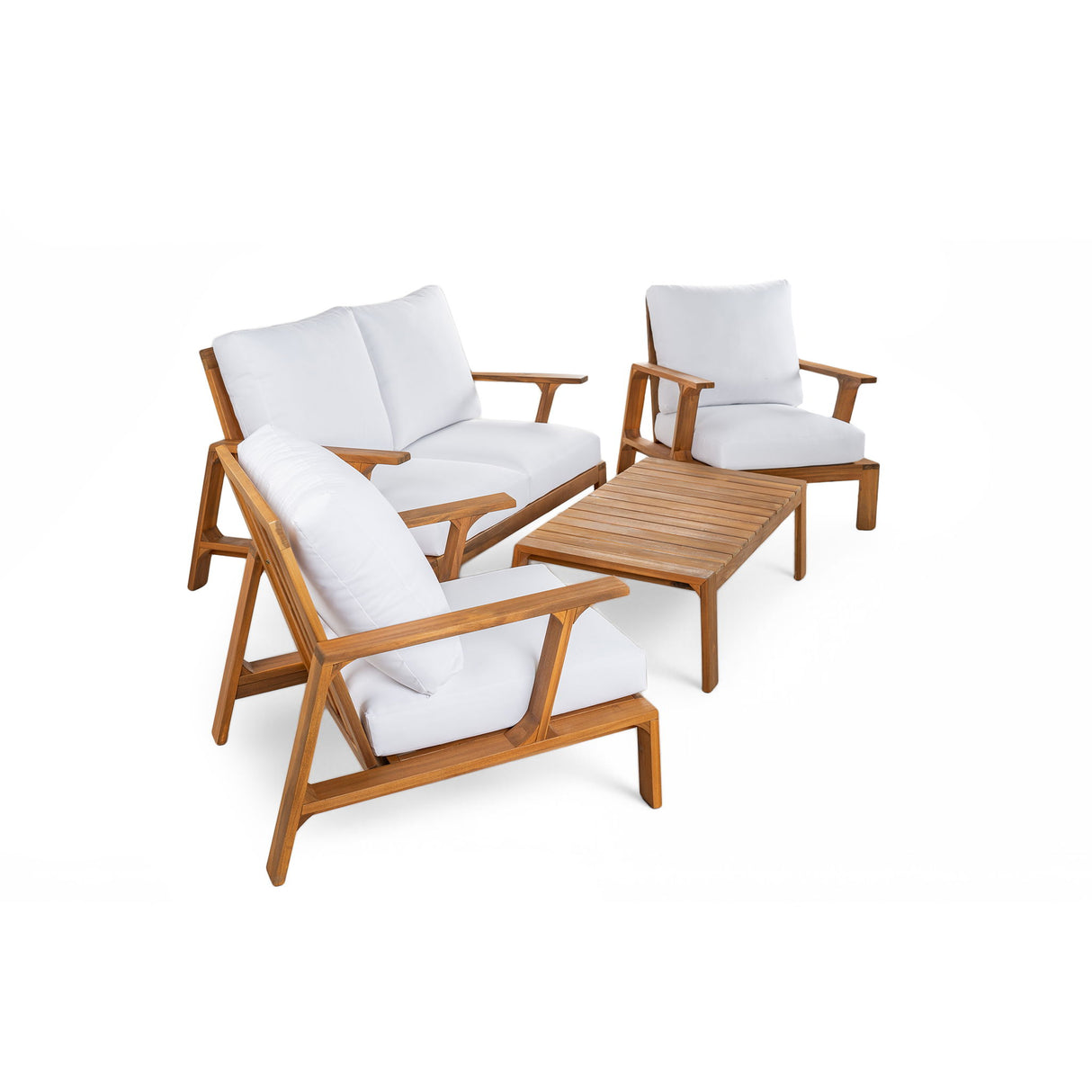 4 Piece Outdoor Sofa Set With Cushions And Coffee Table