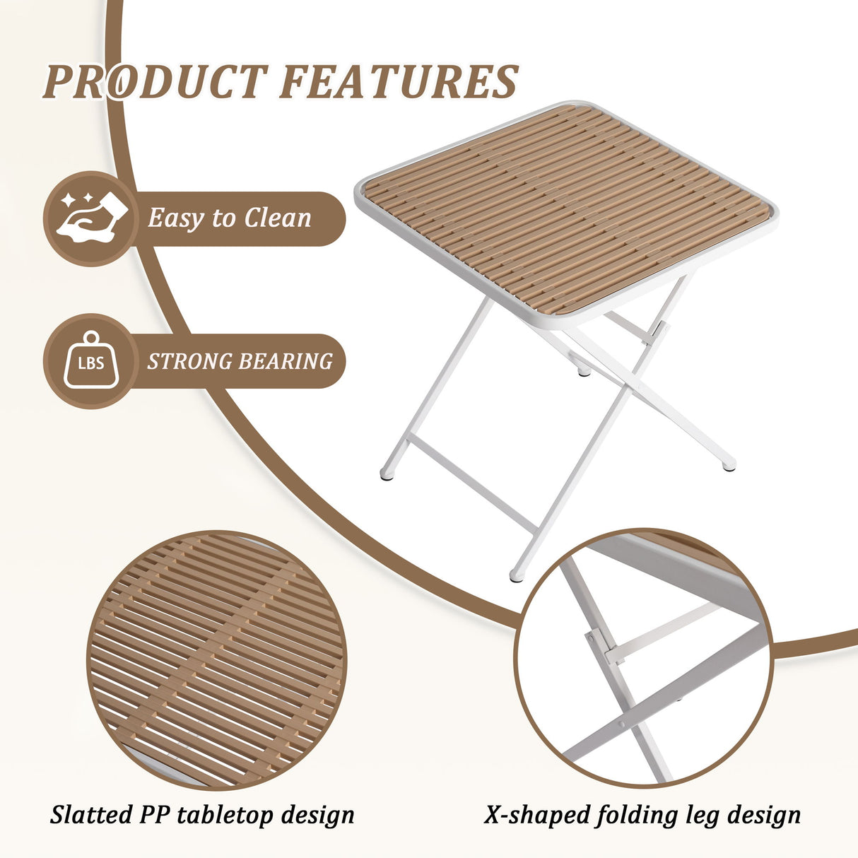 2 Pack Lounge Chair Set & Folding Square Table