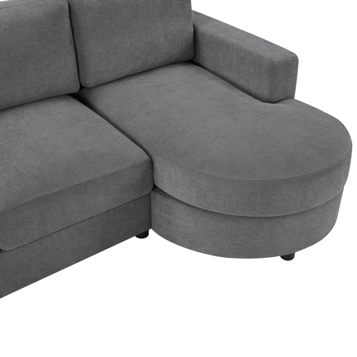 Modern L-Shaped Sectional Sofa With Curved Chaise, USB Ports, And Side Storage Pockets