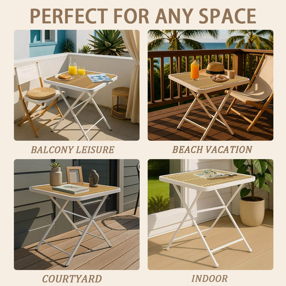 2 Pack Lounge Chair Set & Folding Square Table