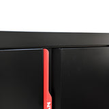 Steel Filing Cabinet With Compartments For Office Use, Storage, File Storage, Archives, And High And Low Cabinets - Black / Red