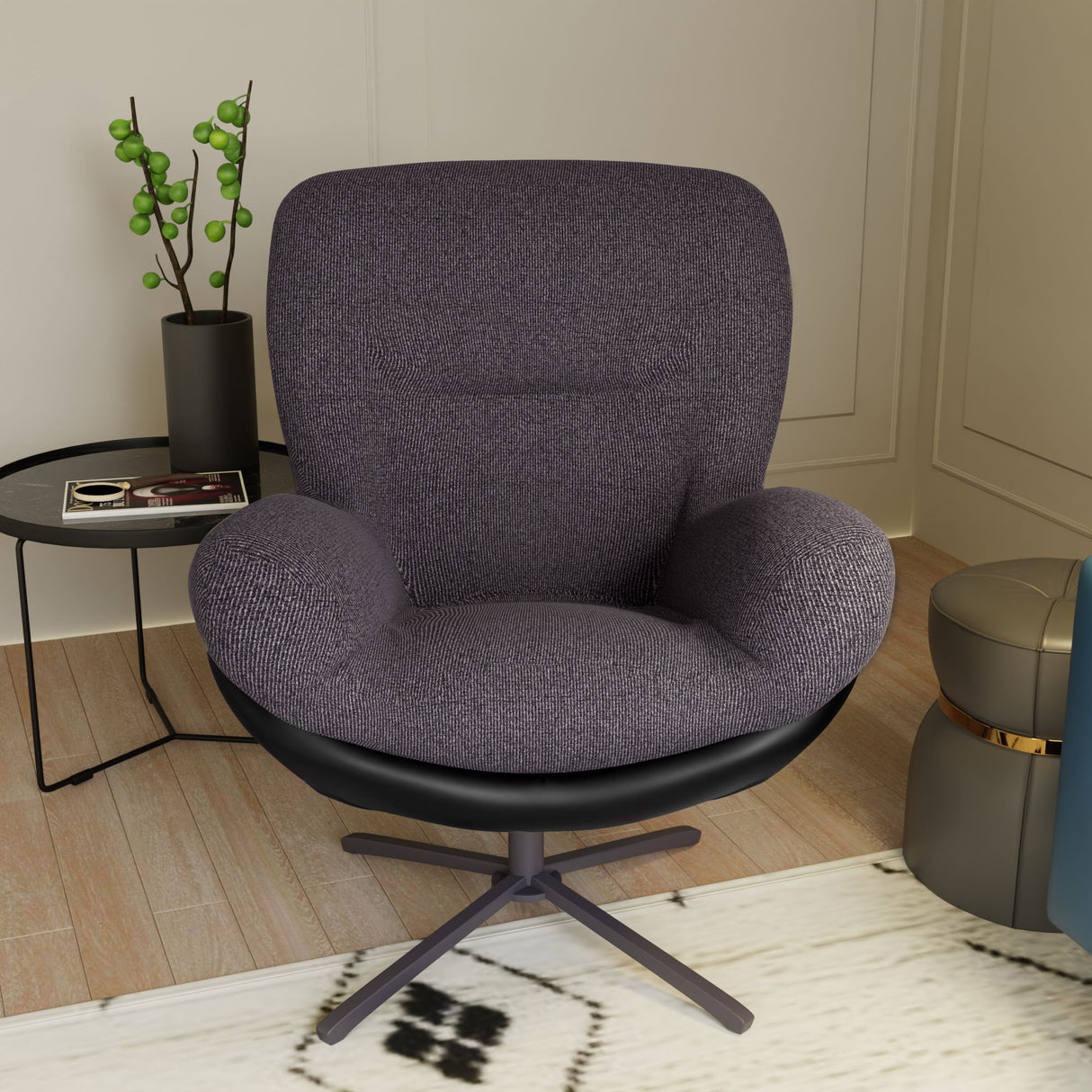 360° Swivel Office Chair, No Wheels